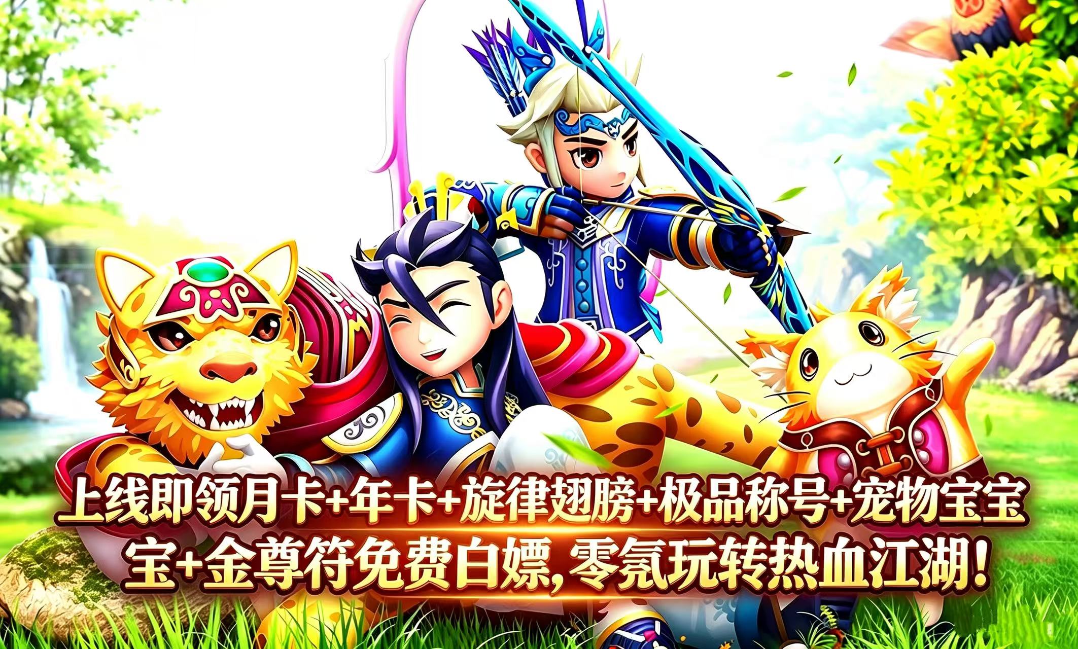 上线即领月卡年卡翅膀称号宠物金尊符